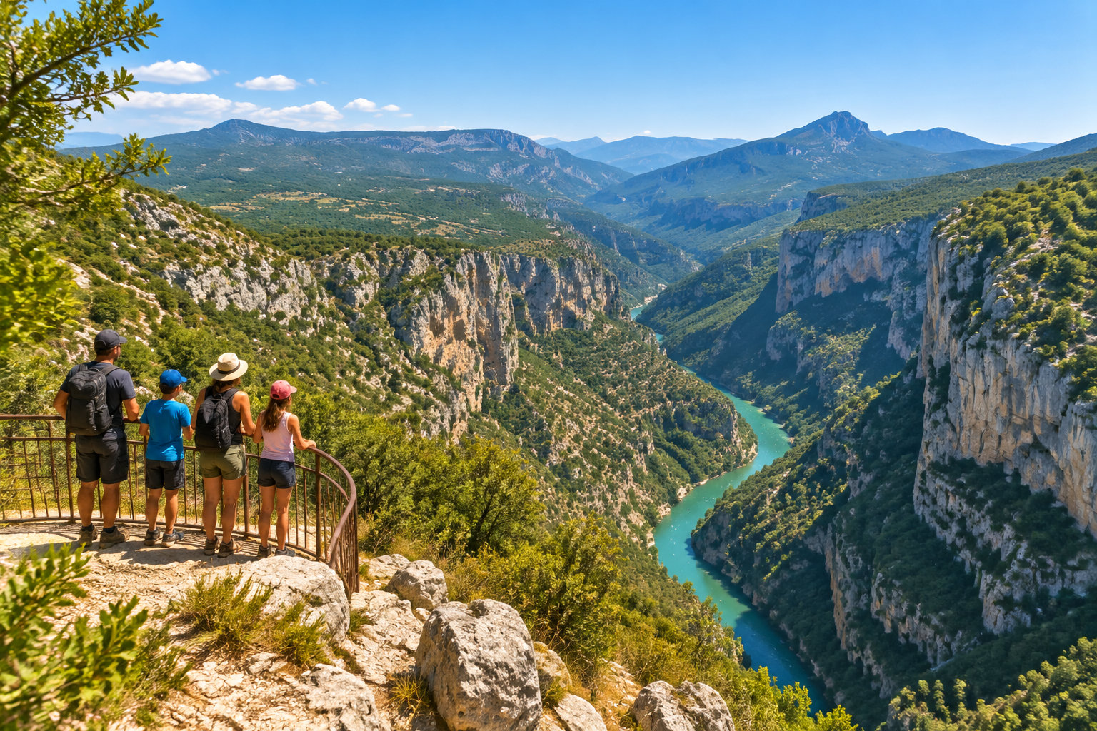 Un belvédère offre une vue sur les gorges du Verdon, accessibles depuis La Palud-sur-Verdon.